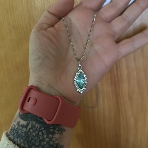 Silver & Blue Rhinestone Choker Necklace - Picture 6 of 6